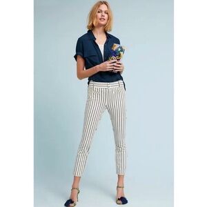 Anthropologie off white striped Pants
